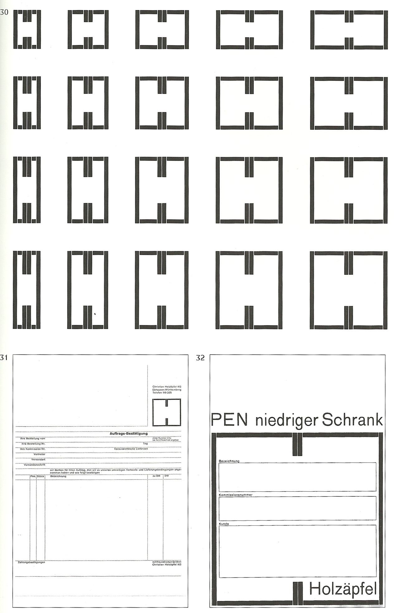 Karl Gerstner imagined in 1960 a logo system for Christian Holzäpfel’s identity, a furniture company. The trademark can be adapted regarding its size, its position in the design, or if it’s used as a signature or a container. These 20 variations can be replaced by a single Variable Font file.